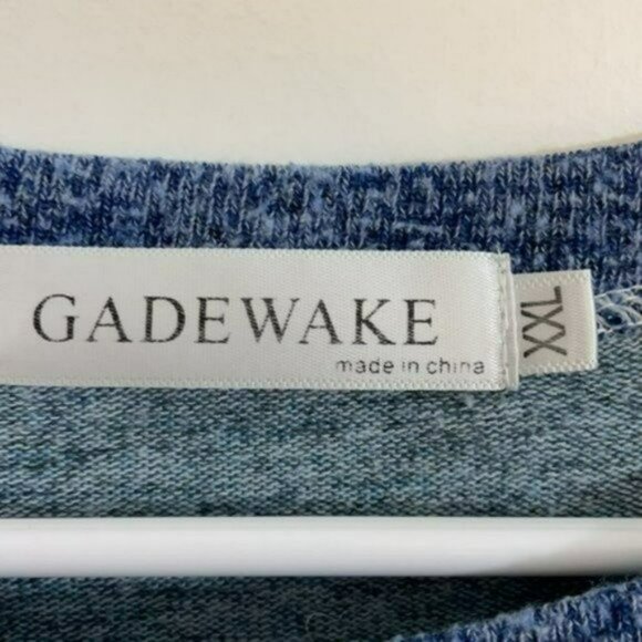Gadewake Knit Top with Pockets, Very Soft, High - Low Hem, Heathered Blue, XXL - Picture 6 of 10
